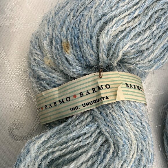 Vintage Barmo Fancy Wool Yarn Light Blue Skeins Bundle - Picture 7 of 7